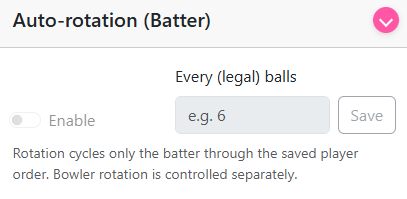 Batter auto-rotation settings