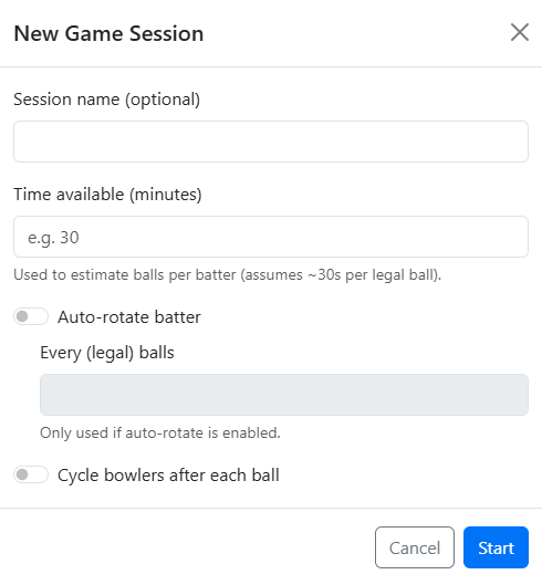 Auto-rotation panel with toggles and balls-per-rotation