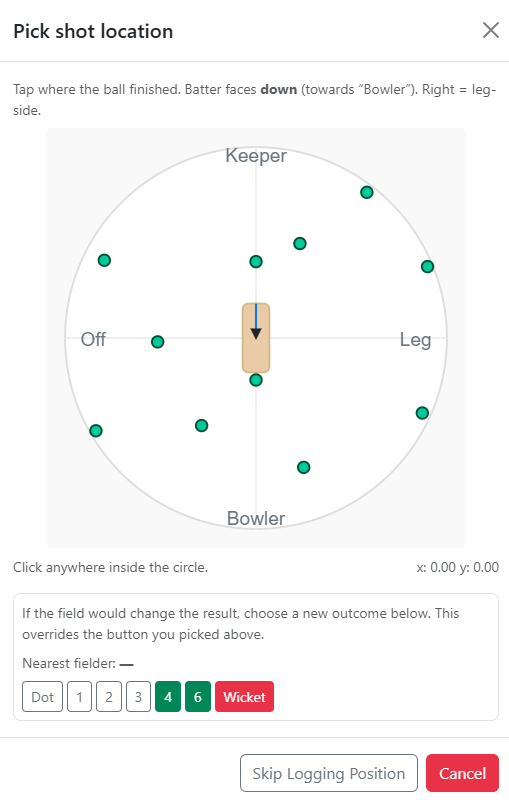 Wagon view used to tap the shot finish point
